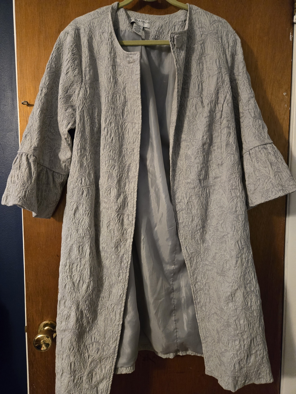 SAG HARBOR Light Gray Textured Open Coat-16W